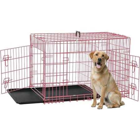 42 inch Foldable Metal Dog Crate with 2 Doors J876498