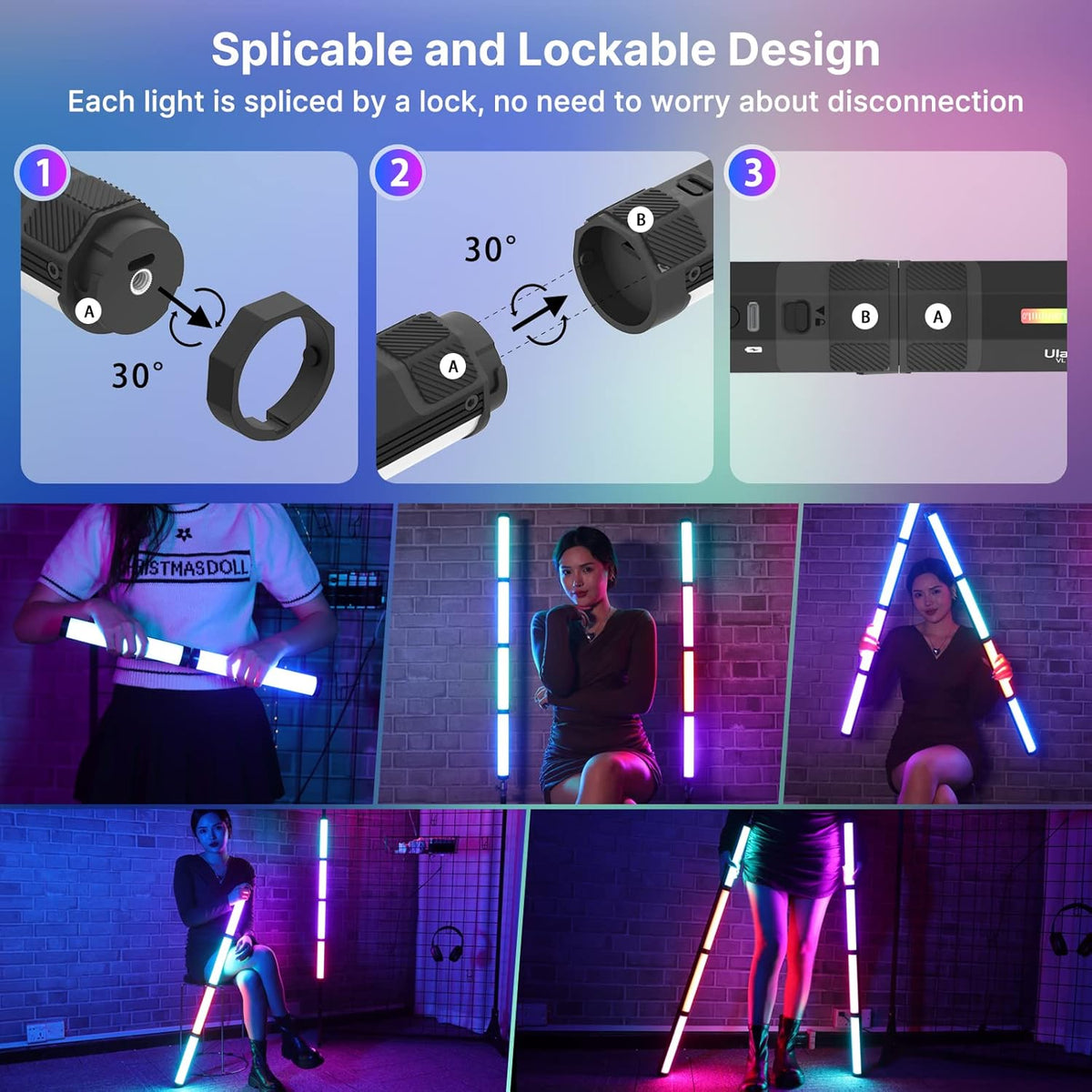 Handheld RGB LED Video Light Wand 2500-9000K Dimmable B311582