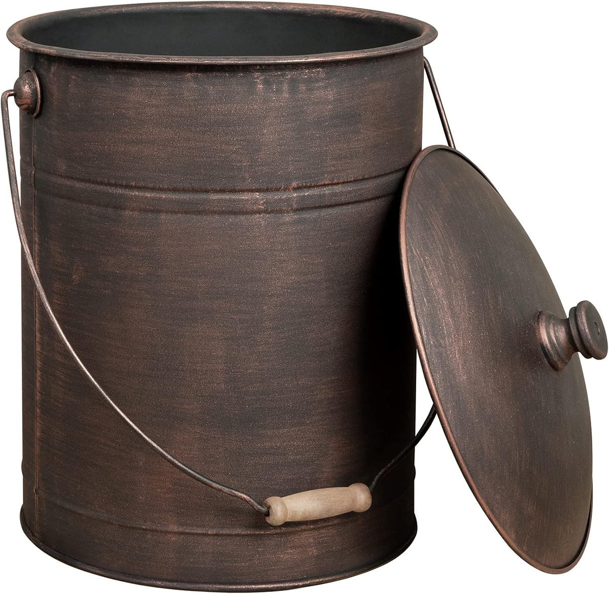 Black Metal Ash Bucket with Lid Z38700