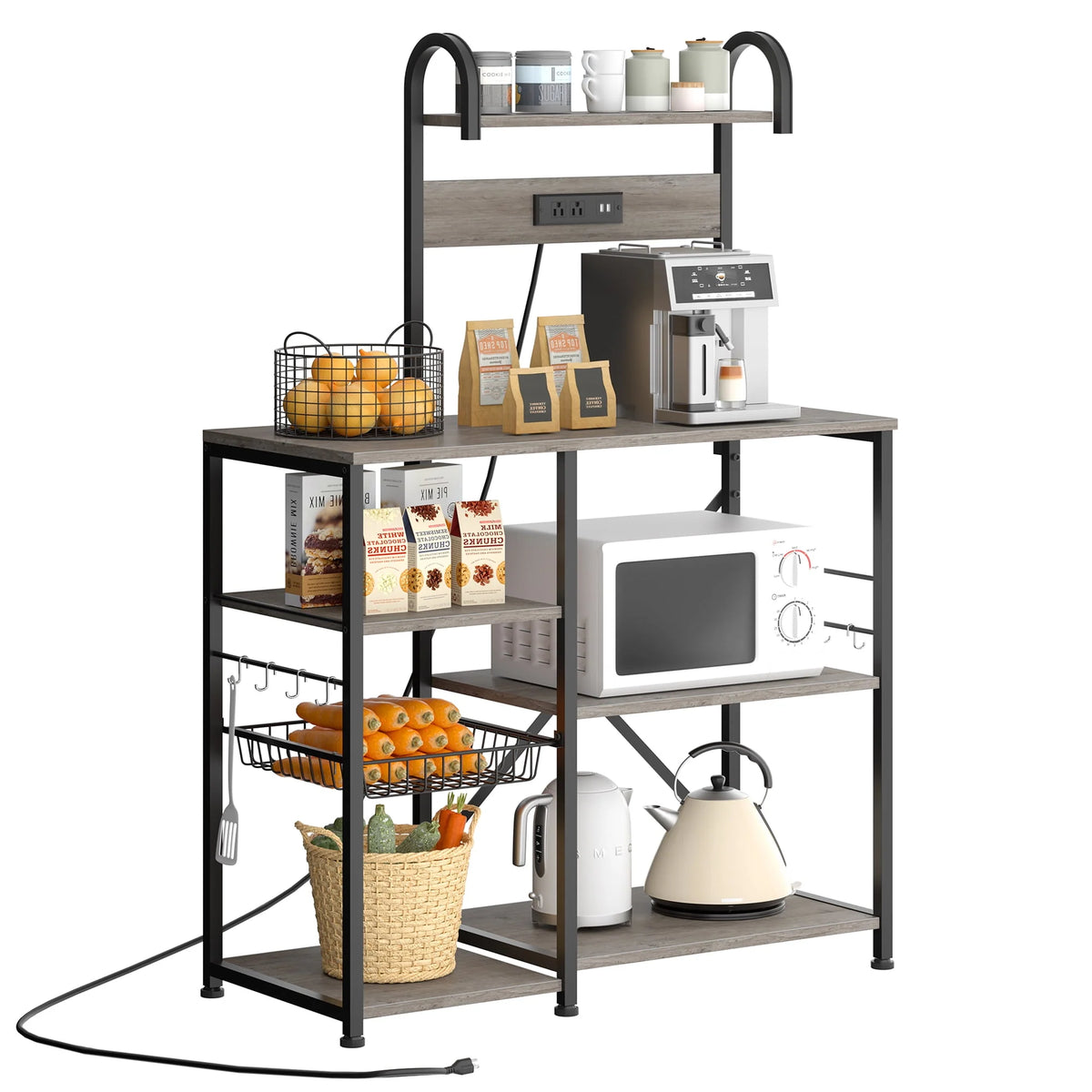 6 Tier Kitchen Bakers Rack with Power Outlet B610