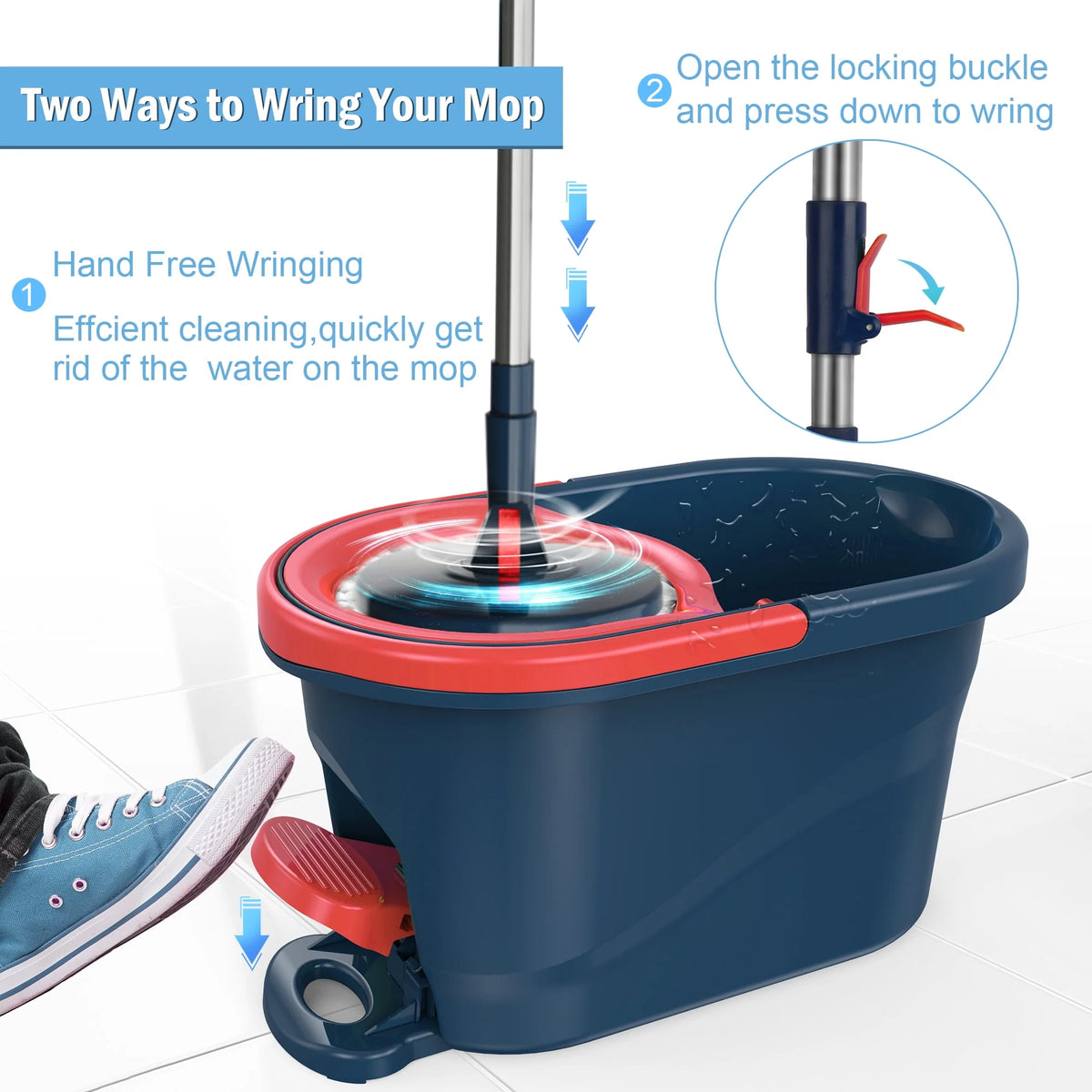 Green Spin Mop and Bucket with Wringer Set B215