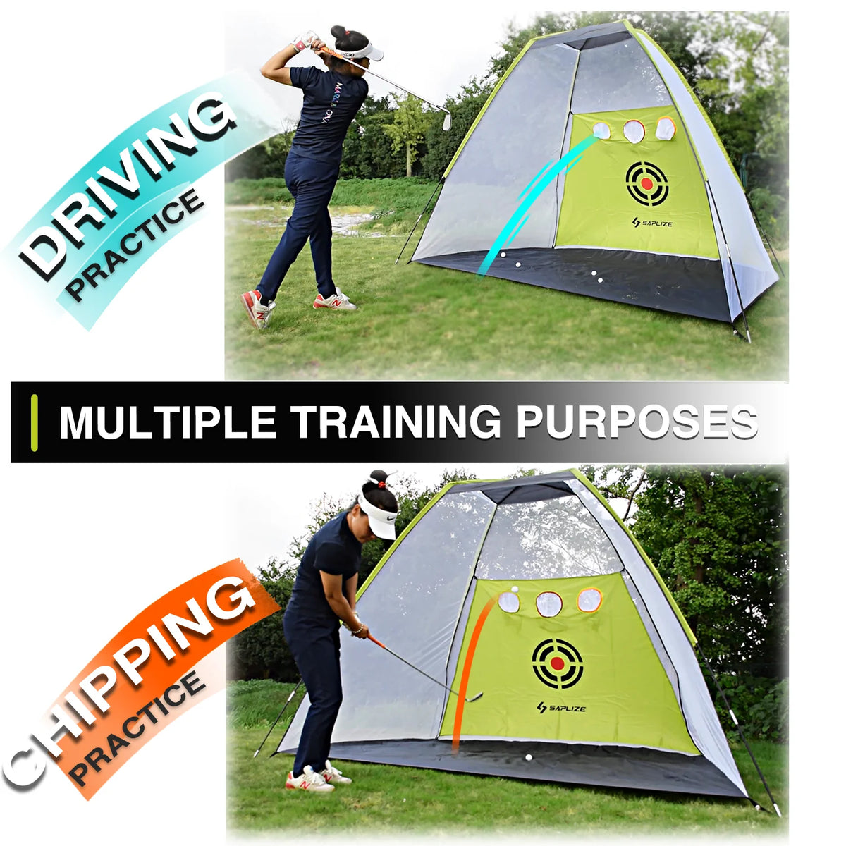 10 x 7 ft Golf Practice Net with Golf Mat, Tees and Balls V4296