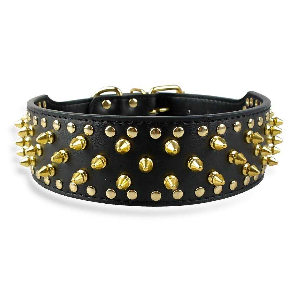 Black Leather Spiked Dog Collar & Leash & Harness 3 Pcs Set L26802