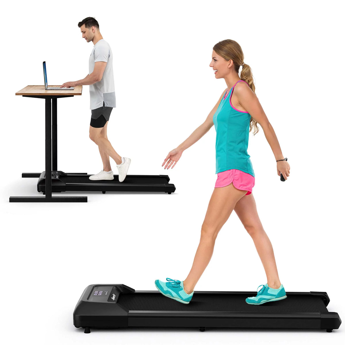 0.6-3.8MPH Walking Pad Under Desk Treadmill with Remote Control and LED Display Black S8269