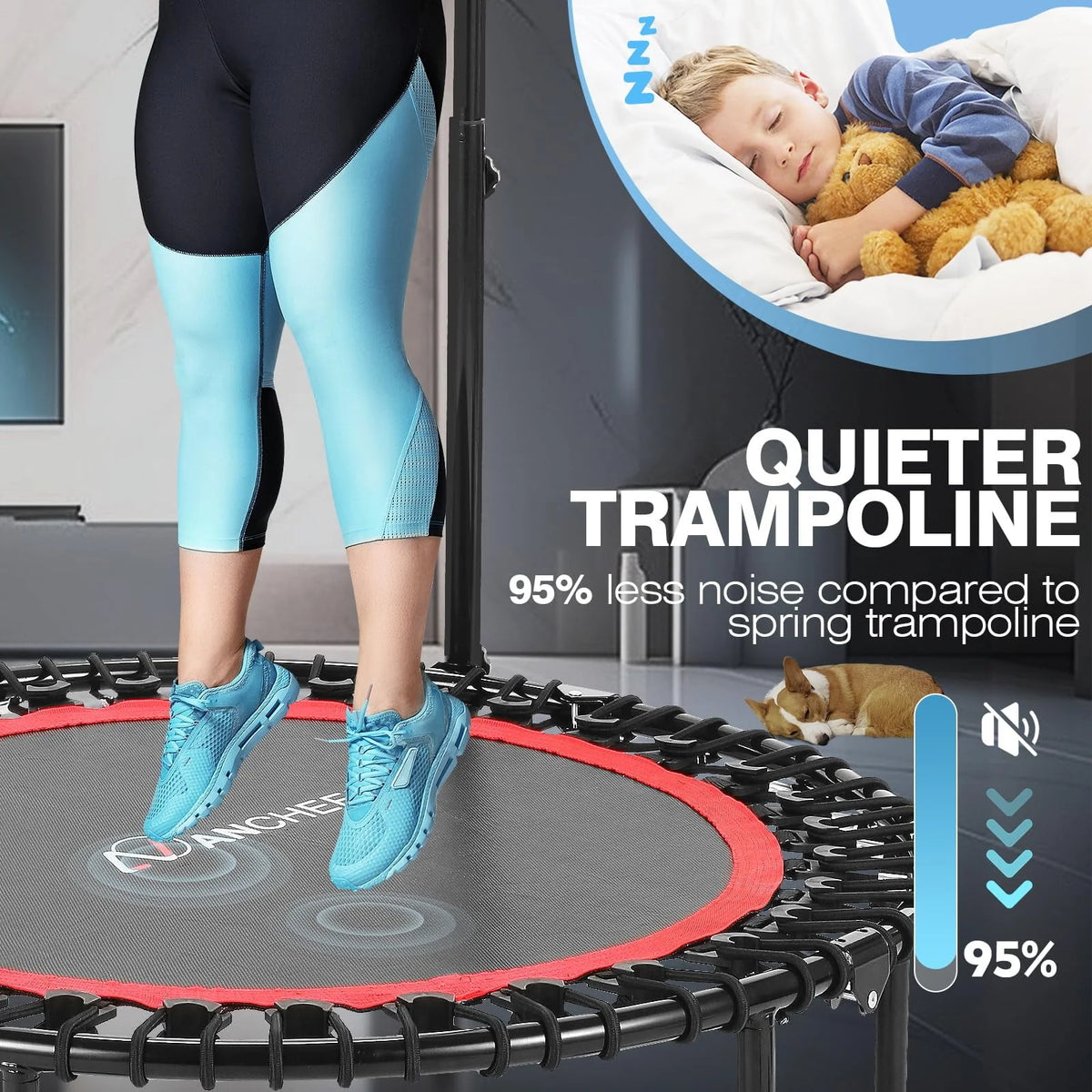 Foldable Mini Trampoline with Bungees U434918