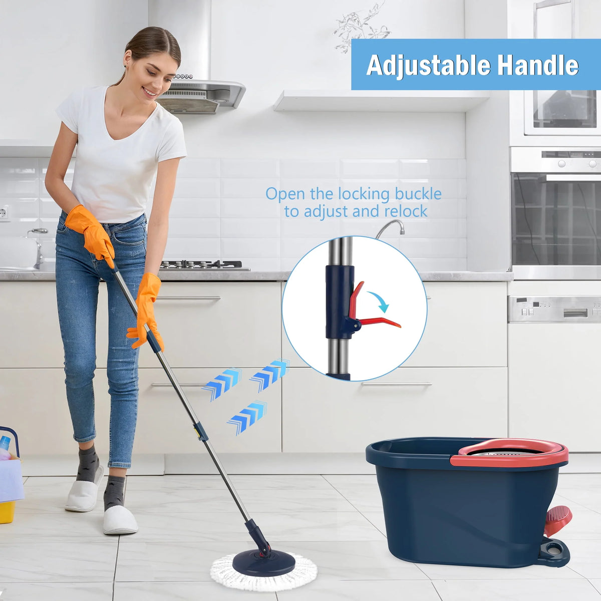 Green Spin Mop and Bucket with Wringer Set B215