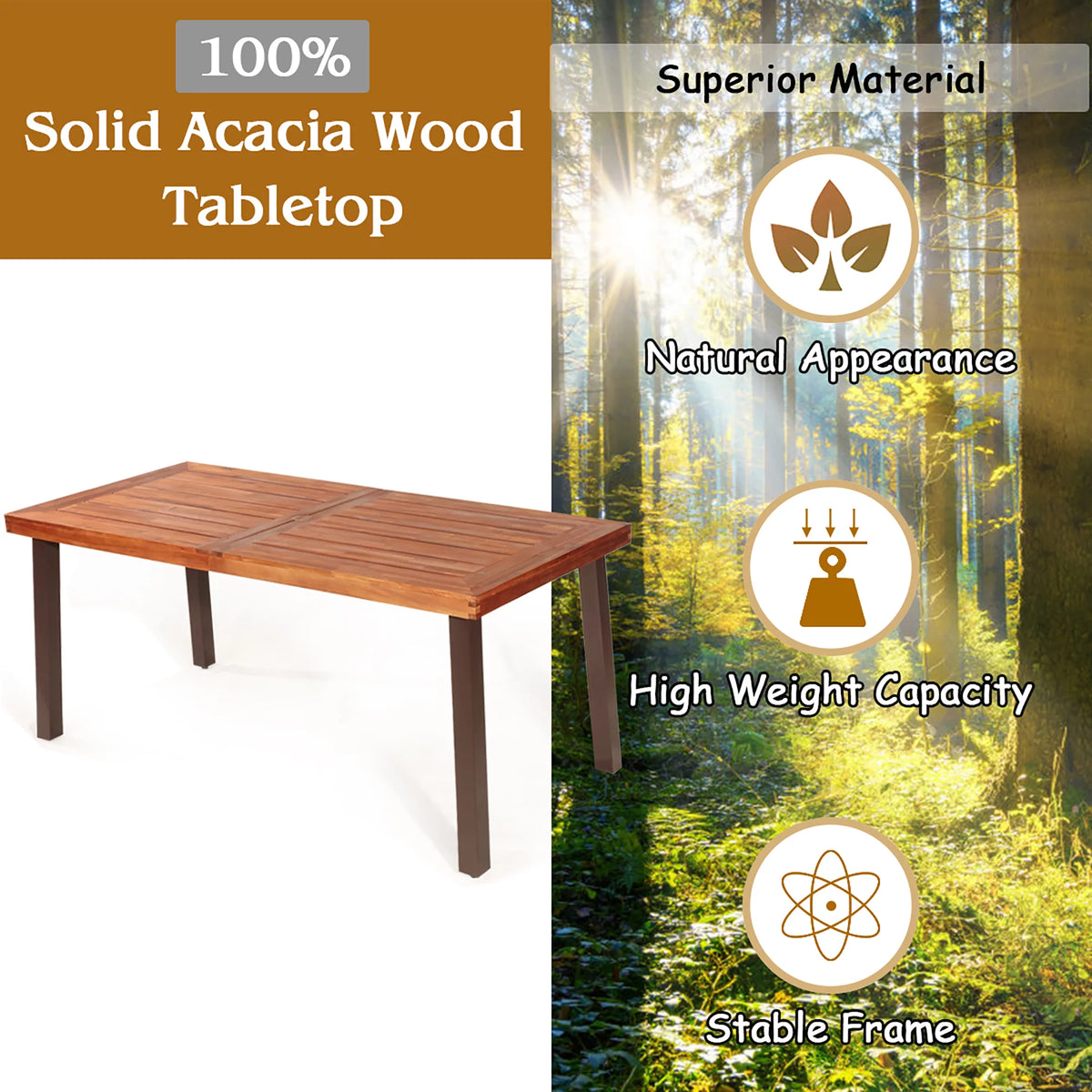 Acacia Wood Rectangular Dining Table H359821
