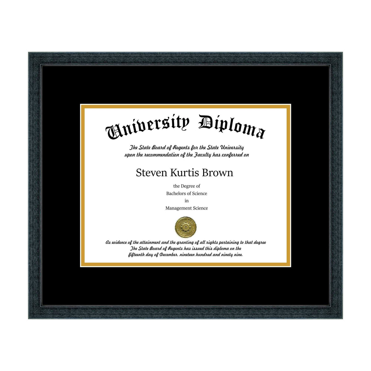 Single Diploma Frame with Double Matting 8.5 x 11 Black P78277