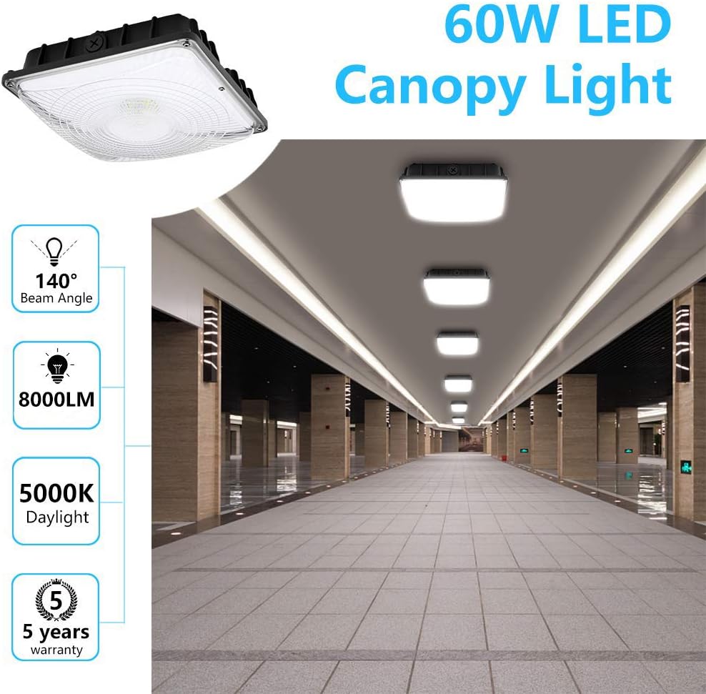 60W LED Canopy Light 5000K 8000 Lumens Waterproof Outdoor Rated A194
