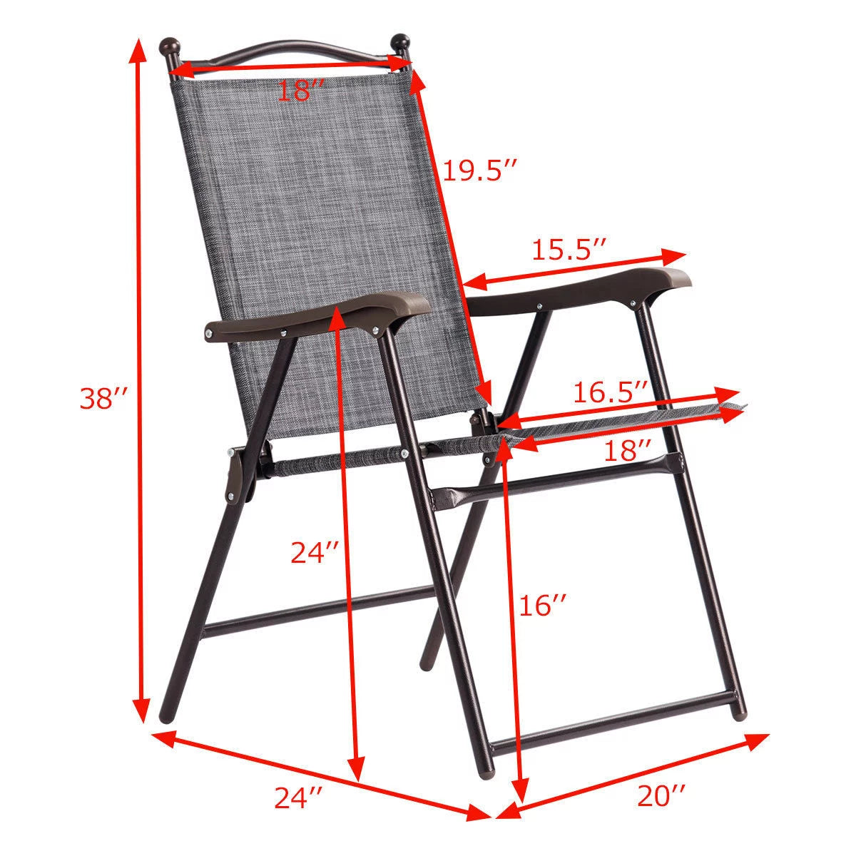 Set of 2 Black Folding Sling Back Chairs J607