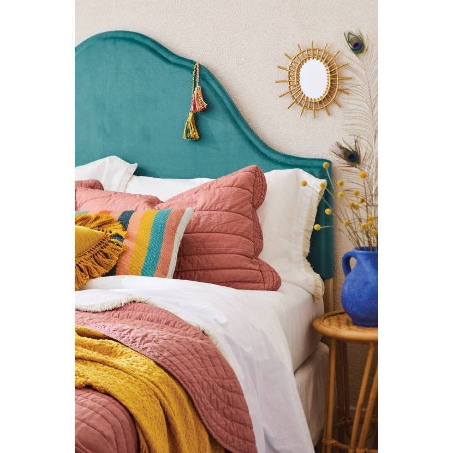 Queen Size Scalloped Edge Quilt Light Terracotta C85694