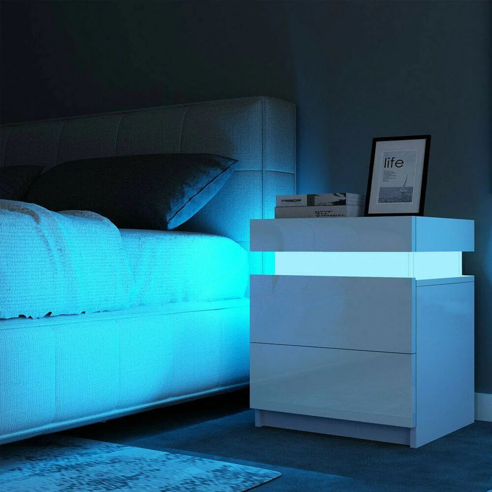 White 2 Drawer High Gloss Nightstand K846759