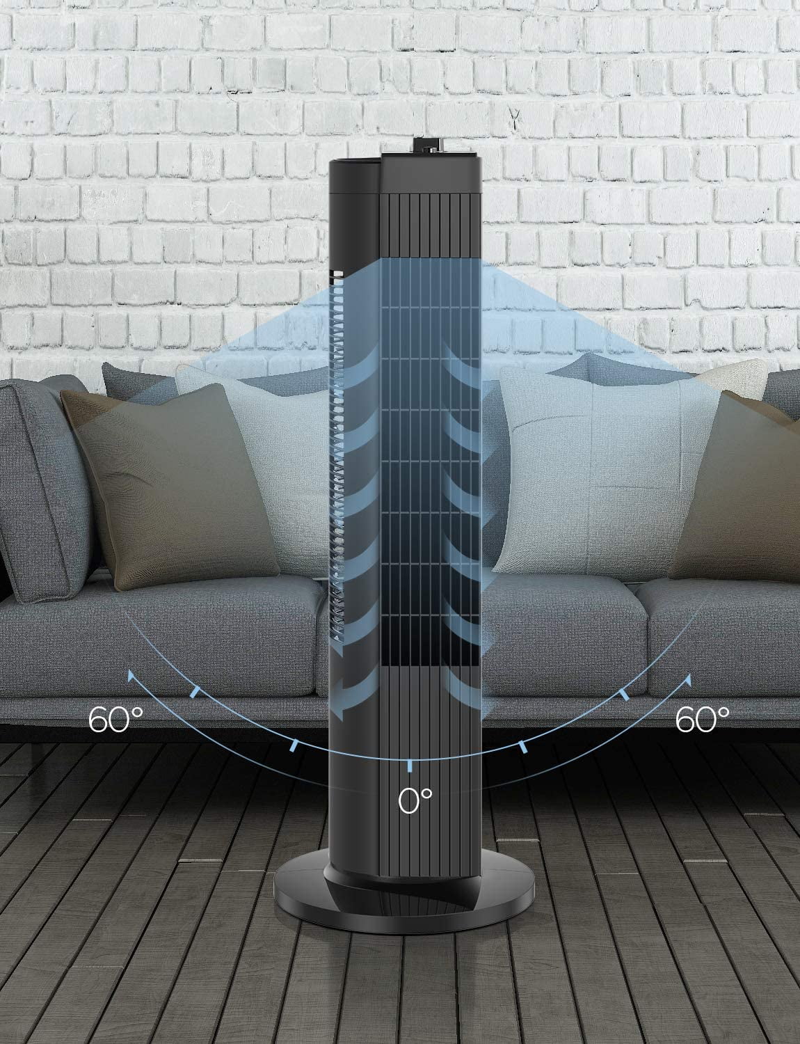 Black 3-Speed Oscillating Tower Fan Y746