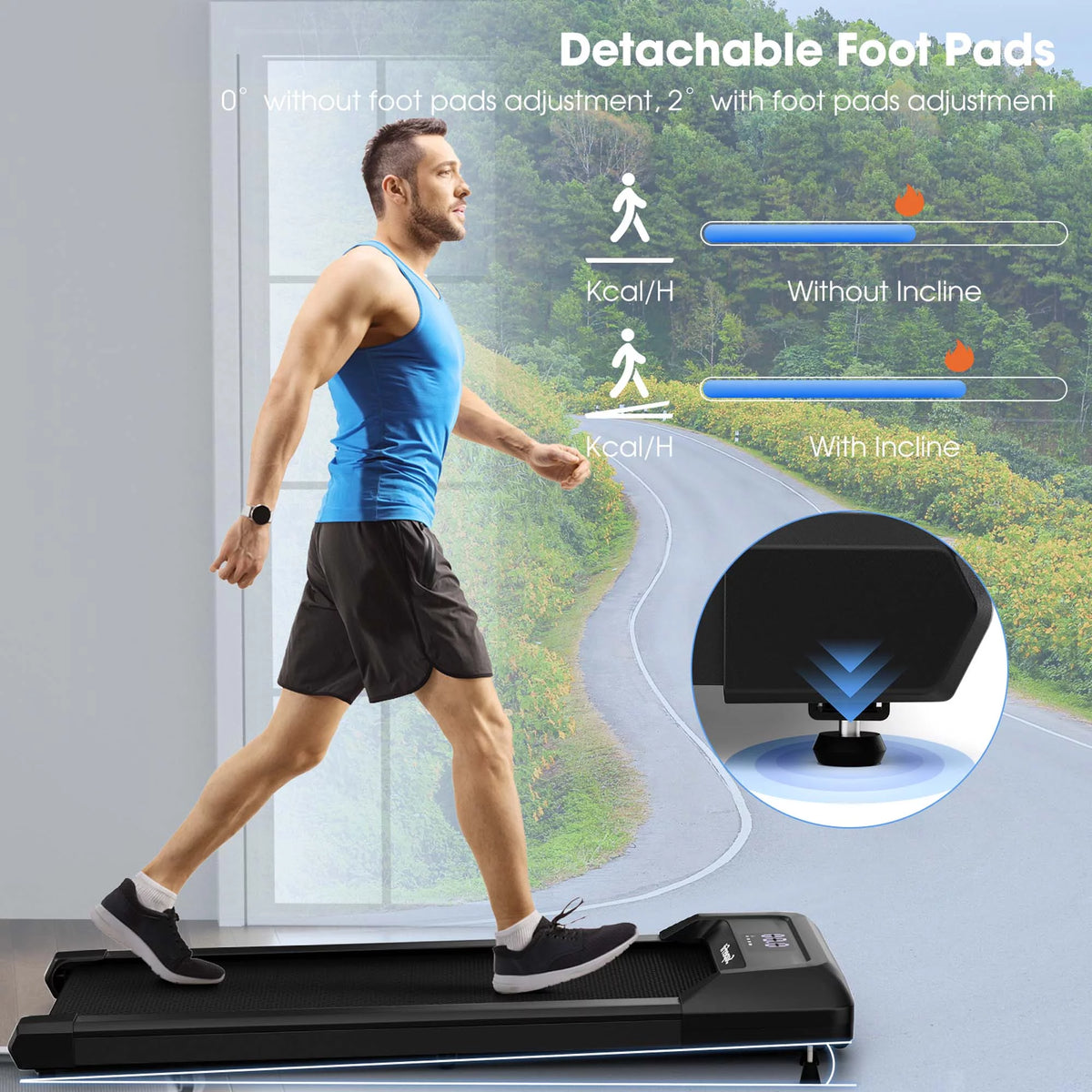 0.6-3.8MPH Walking Pad Under Desk Treadmill with Remote Control and LED Display Black S8269