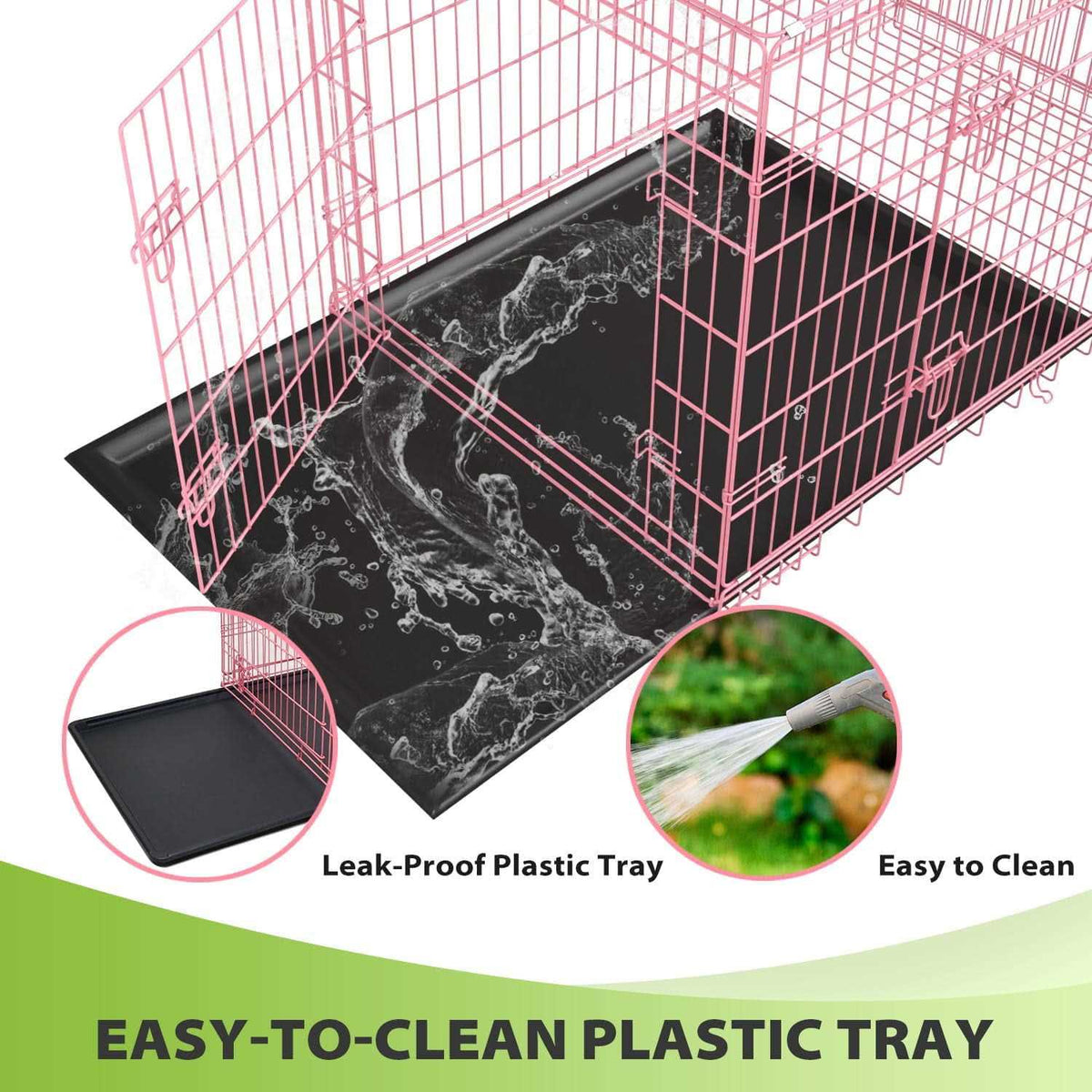 42 inch Foldable Metal Dog Crate with 2 Doors J876498