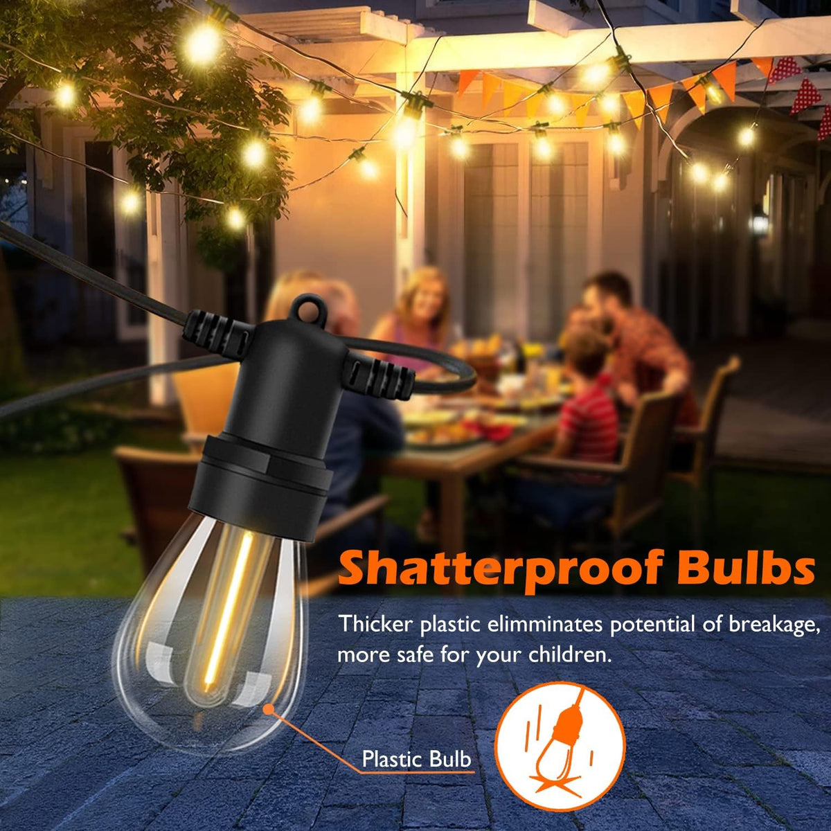 2-Pack 48FT Dimmable Shatterproof Waterproof Outdoor String Lights X381