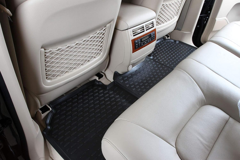 Black Floor Mats Front & 2nd Row Seat Liner Set C801