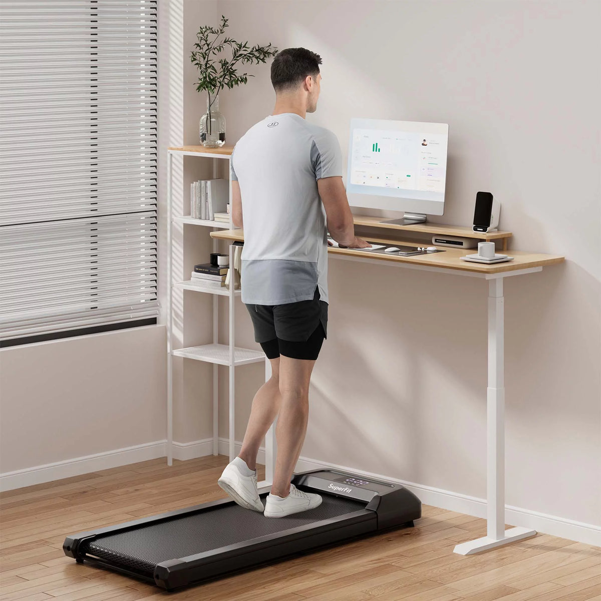 0.6-3.8MPH Walking Pad Under Desk Treadmill with Remote Control and LED Display Black S8269