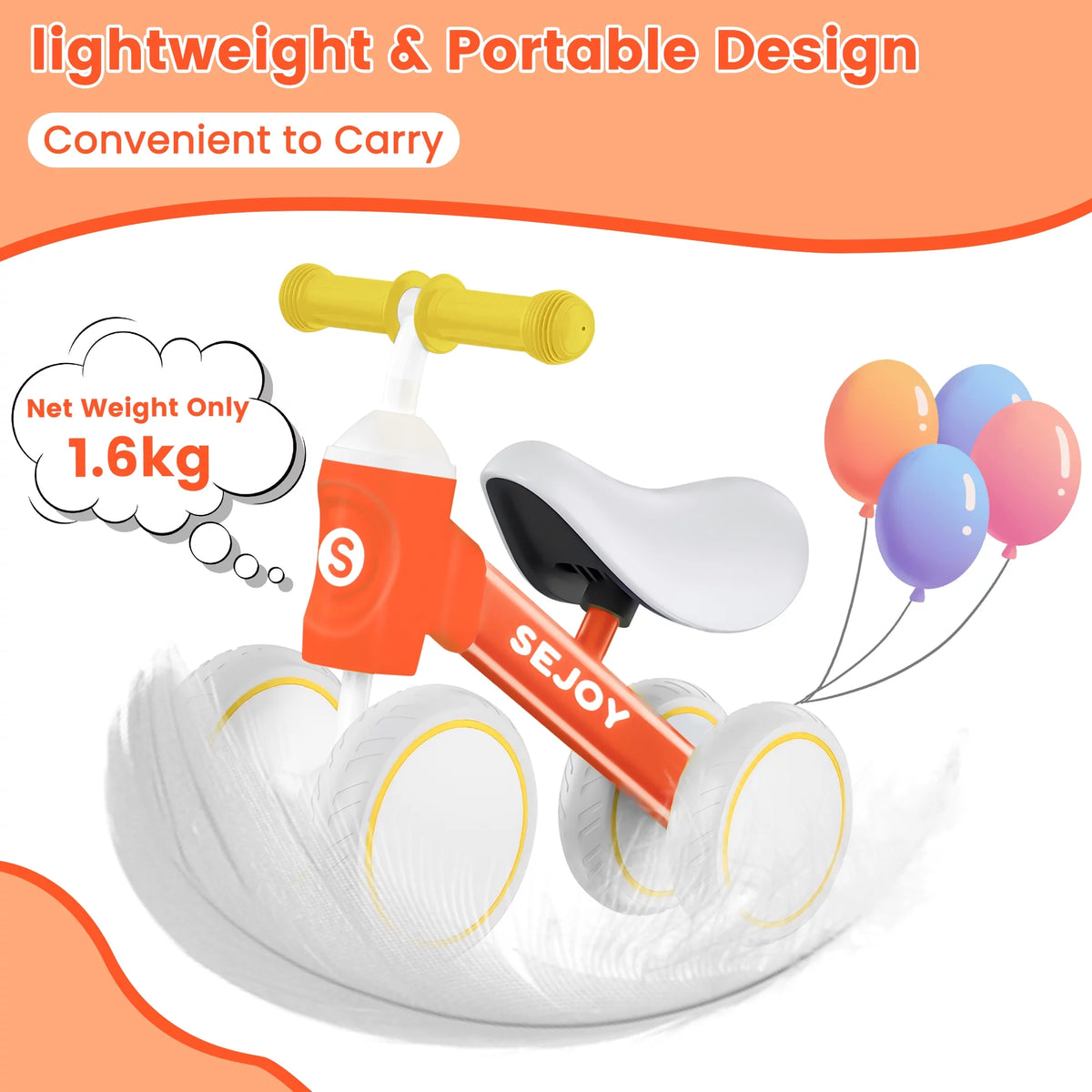 Baby Balance Bike 4 Wheels Toddler Walker E15346