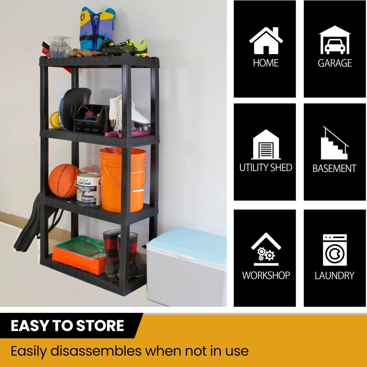 4-Tier Black Shelving Unit F889057