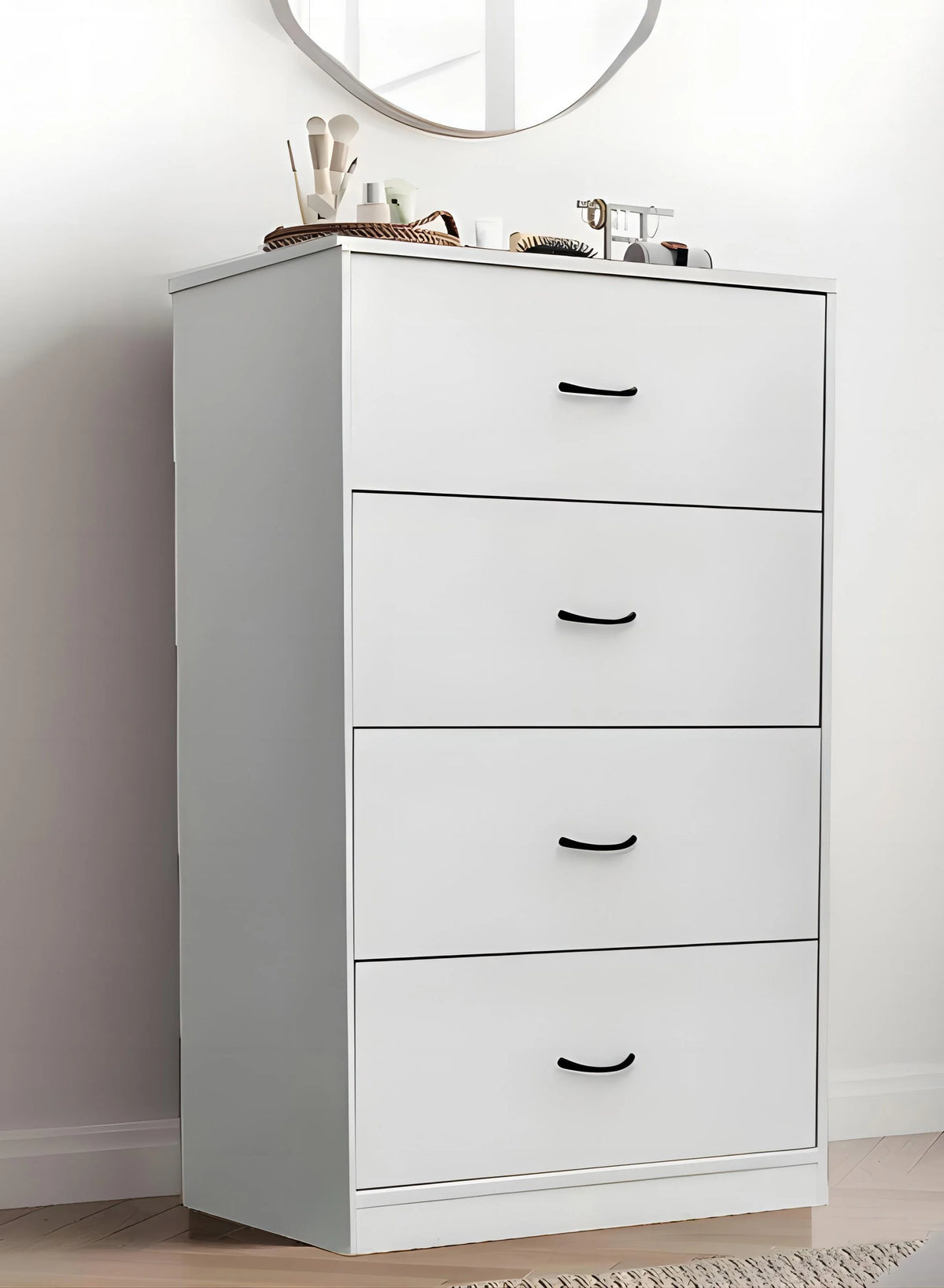 4 Drawer Light Gray Wood Dresser U168296