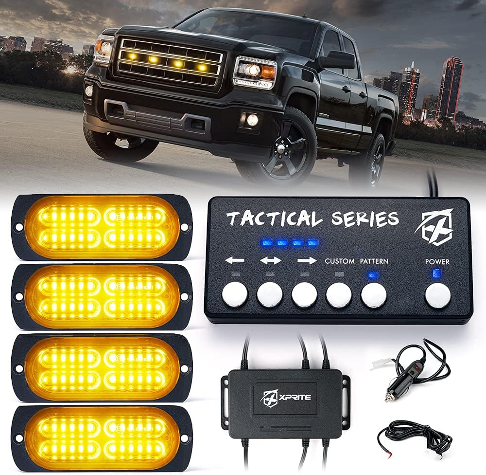 Amber White Surface Mount Strobe Lights Kit 8PCS N54392