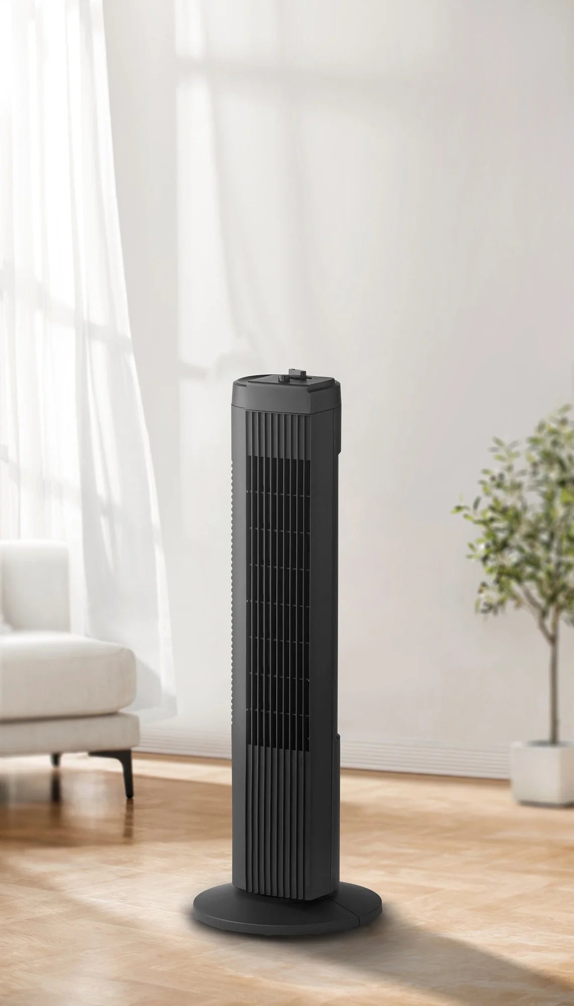 Black 3-Speed Oscillating Tower Fan Y746