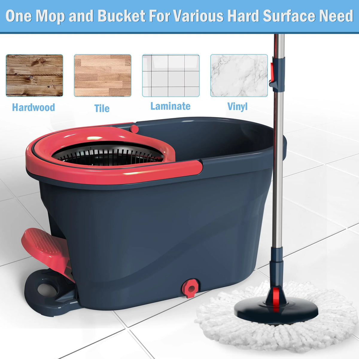 Green Spin Mop and Bucket with Wringer Set B215