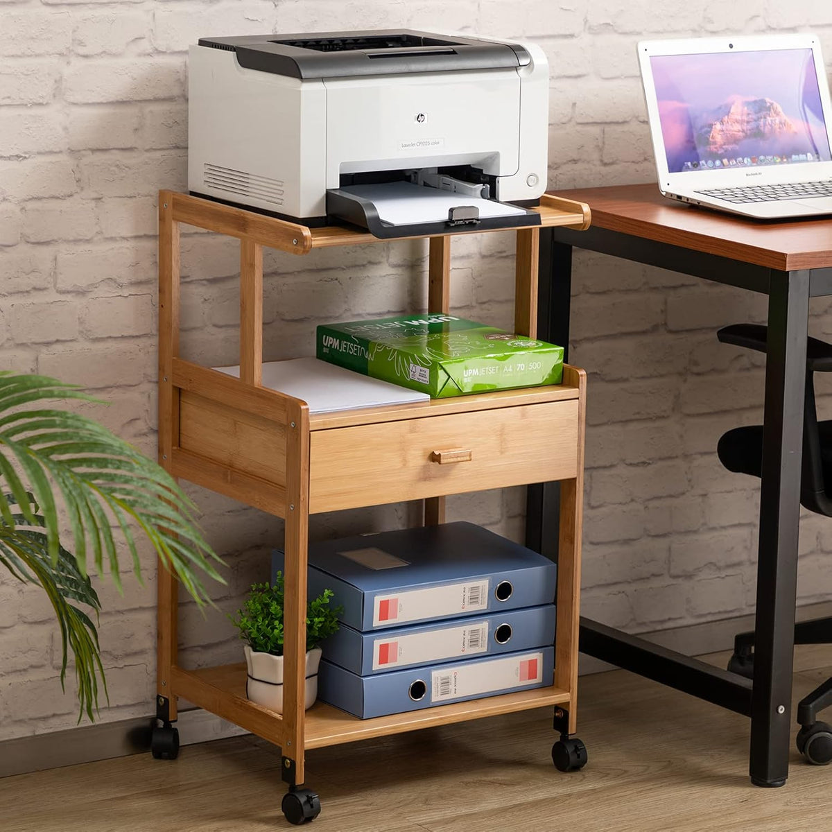 3-Tiers Mobile Printer Stand with Drawer J7483
