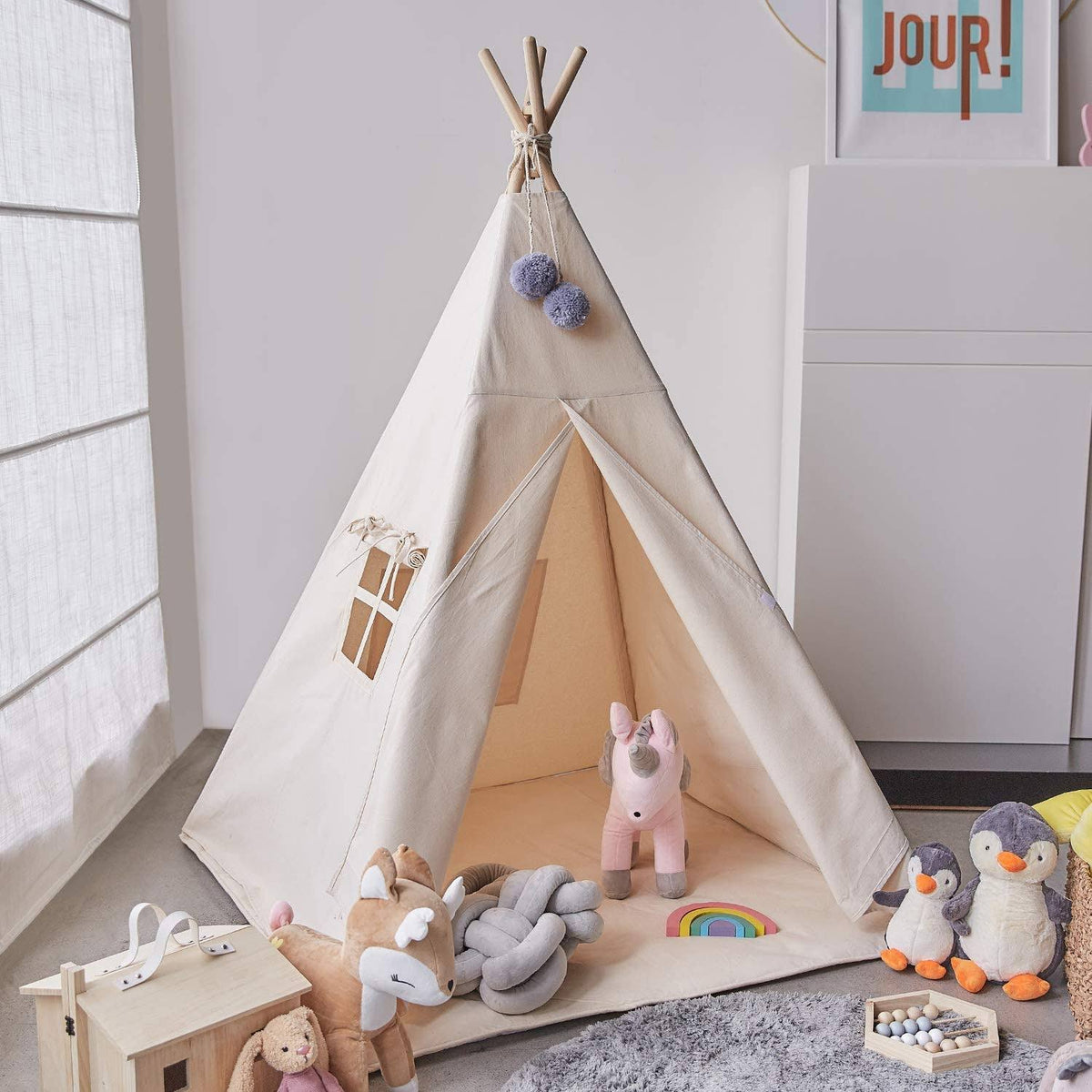 Cotton Canvas Foldable Teepee Tent C386639