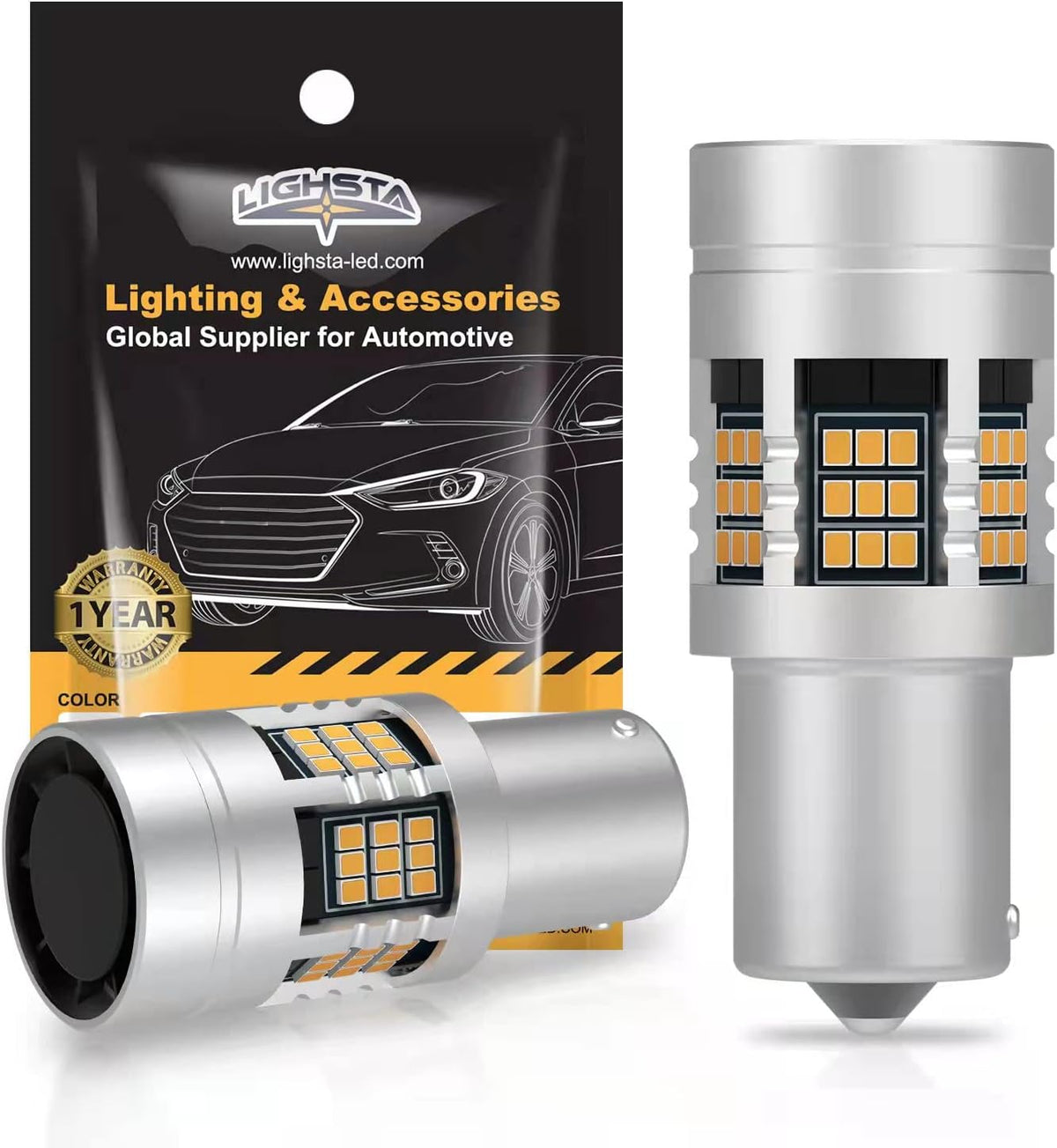 7443 7444 T20 992 7444NA Switchback LED Bulbs Dual Color Amber Yellow Turn Signal White Daytime Running Parking Lights Pack of 2 A67229