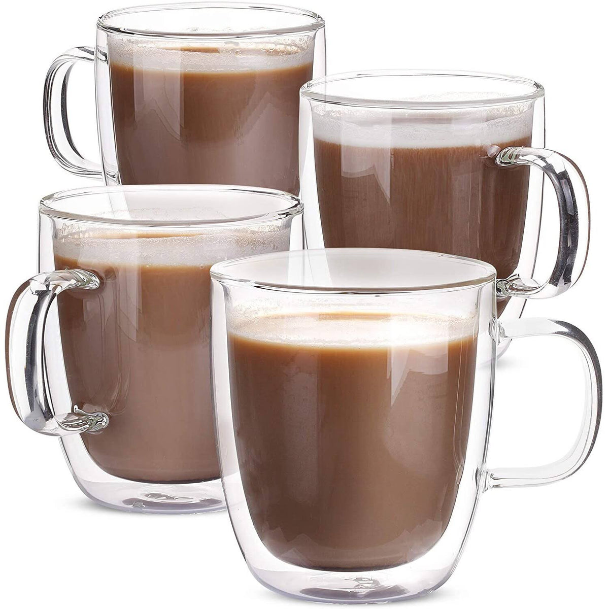 Insulated Glass Coffee Mugs Set of 4 D8537