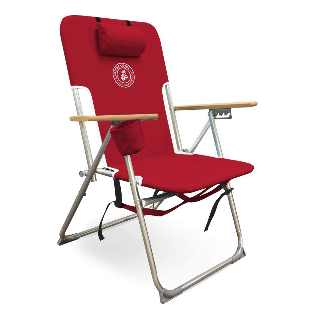 High Weight Capacity Back Pack Beach Chair, Red F3922