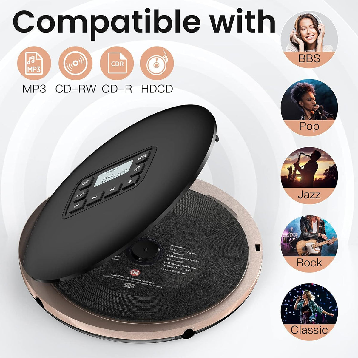 Portable CD Player with Headphones Black S4449