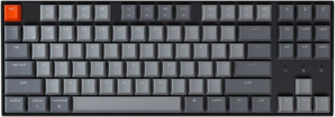 Hot-swappable Wireless Bluetooth Mechanical Keyboard with Red Switch White LED Backlit Tenkeyless 87-Key S870077