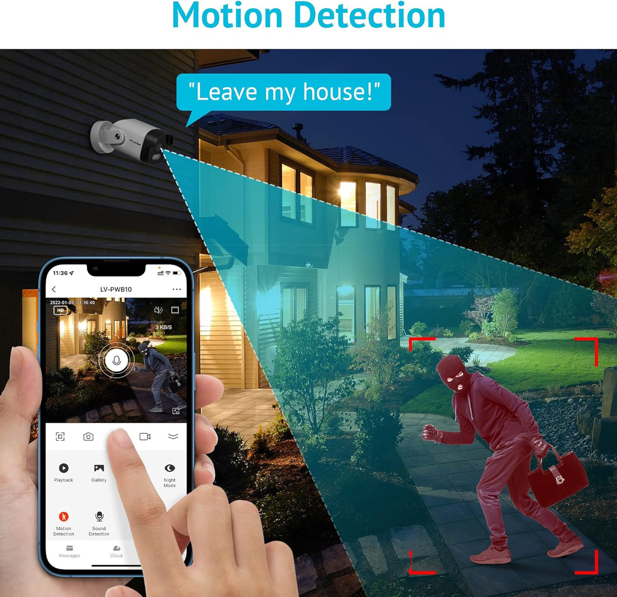 2K Wired Outdoor Security Camera with Color Night Vision W38525