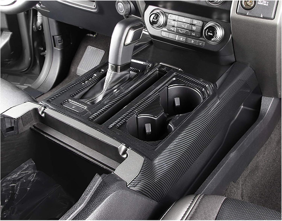 Carbon Fiber Center Console Gear Shift Cup Holder Trim 2pcs J72375