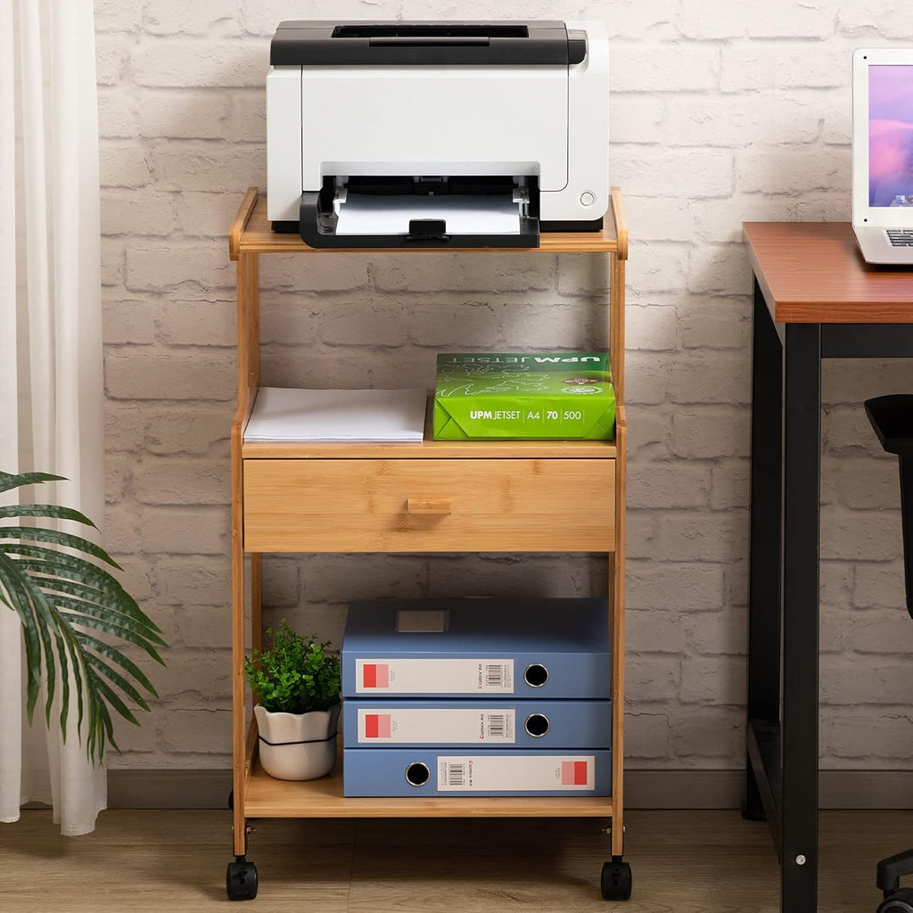 3-Tiers Mobile Printer Stand with Drawer J7483
