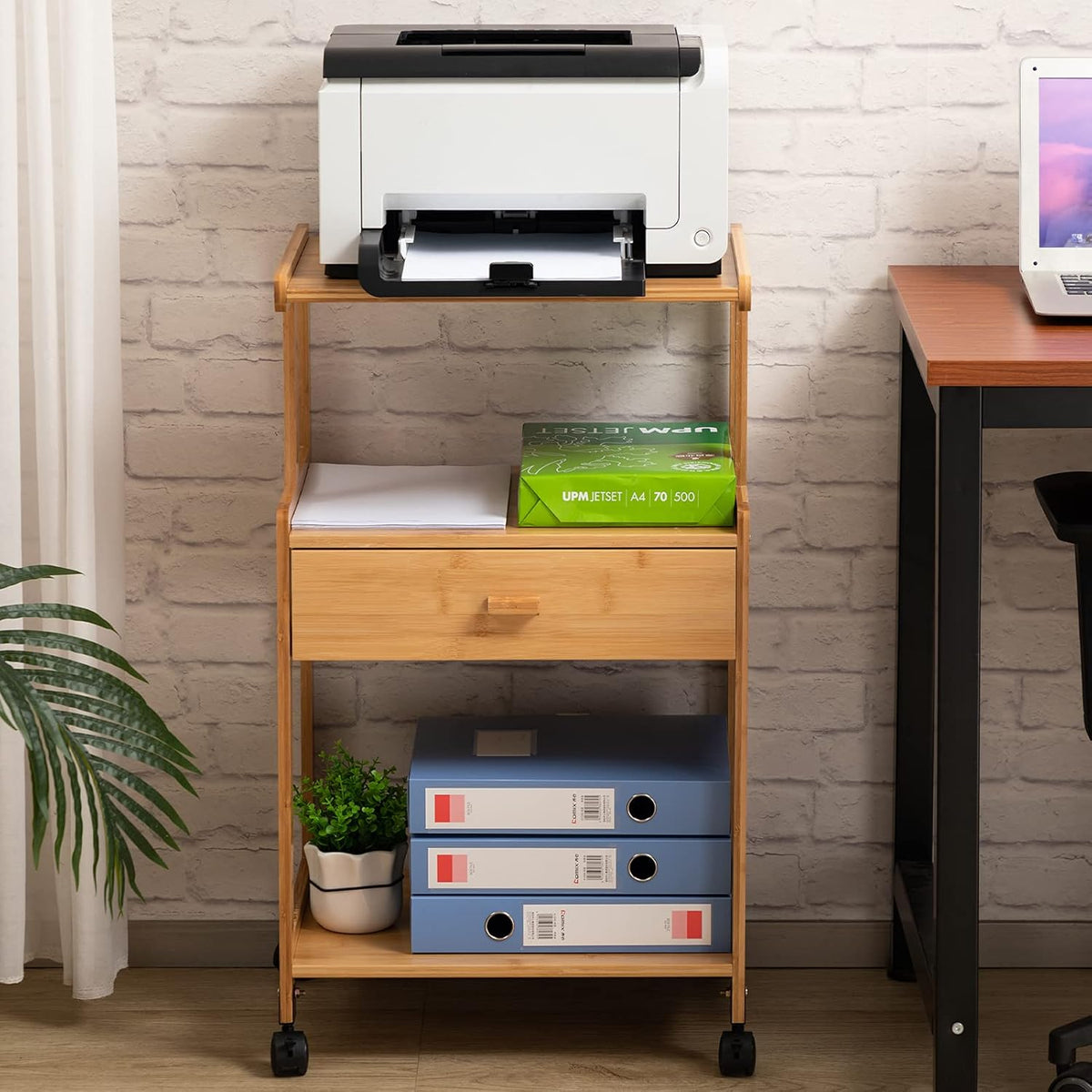 3-Tiers Mobile Printer Stand with Drawer J7483