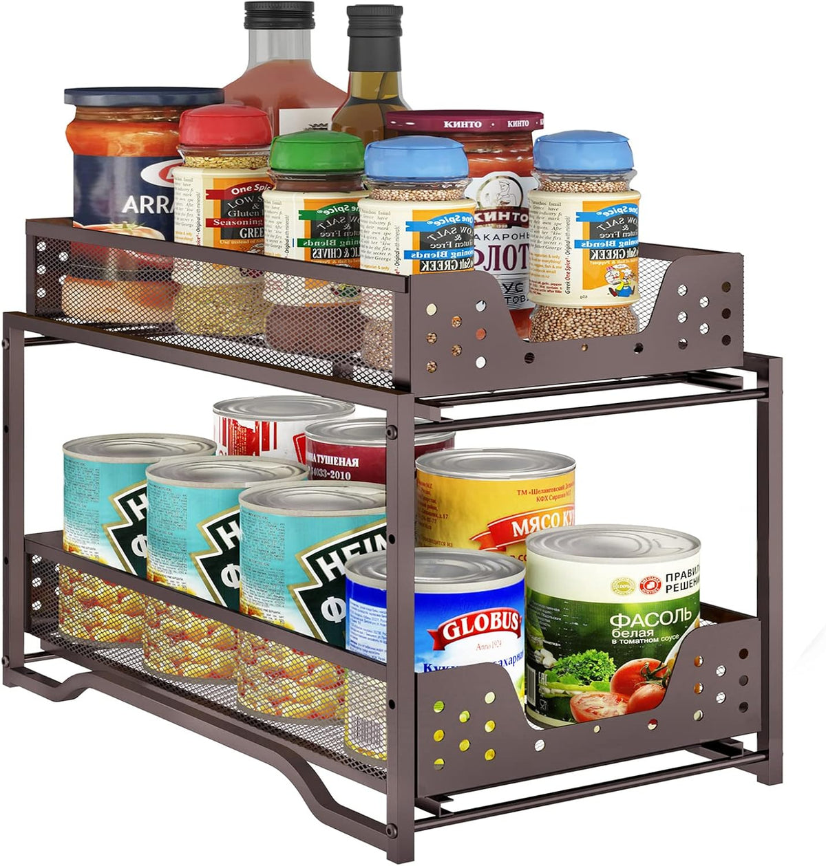 2-Tier Stackable Under Sink Organizer with Sliding Drawer P87594