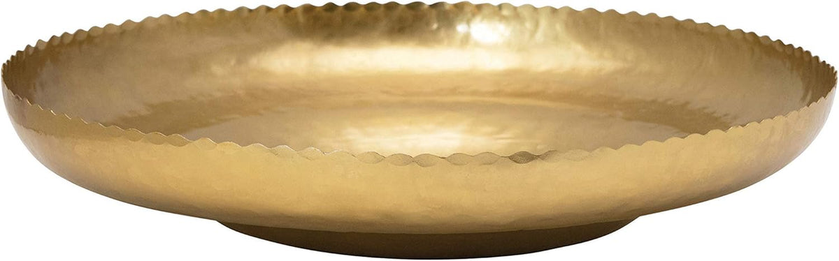 Hammered Metal Tray with Scalloped Edge, Pack of 2 Q1341