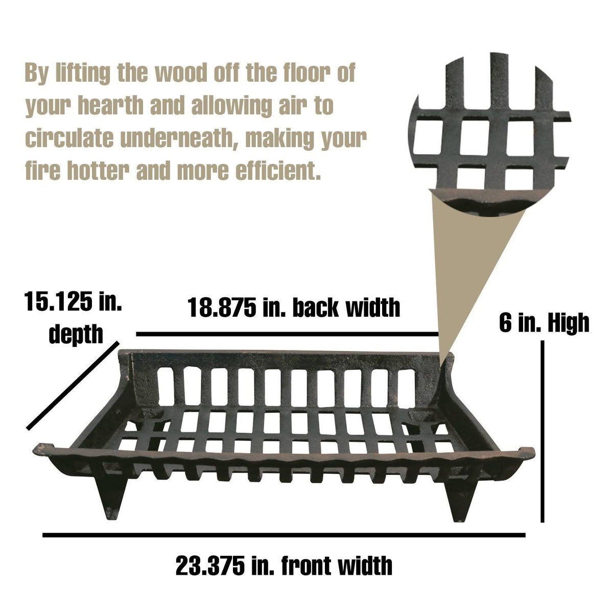 Cast Iron Fire Grate Black 24 inch S64902
