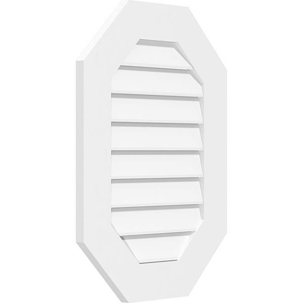 Vertical Elongated Octagon Surface Mount PVC Gable Vent Q43189