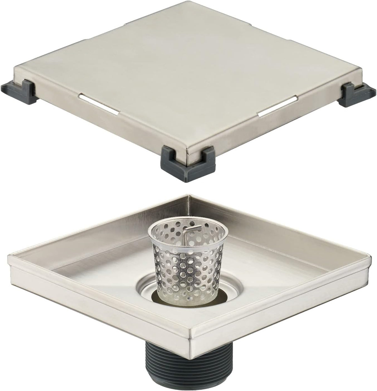 6 inch Stainless Steel Square Shower Drain with Tile Insert Q106891