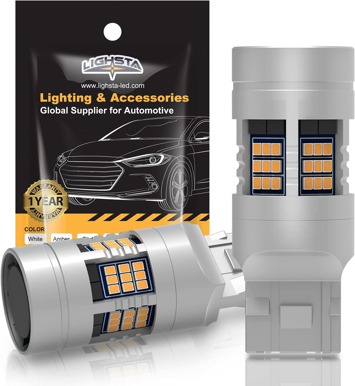 7443 7444 T20 992 7444NA Switchback LED Bulbs Dual Color Amber Yellow Turn Signal White Daytime Running Parking Lights Pack of 2 A67229