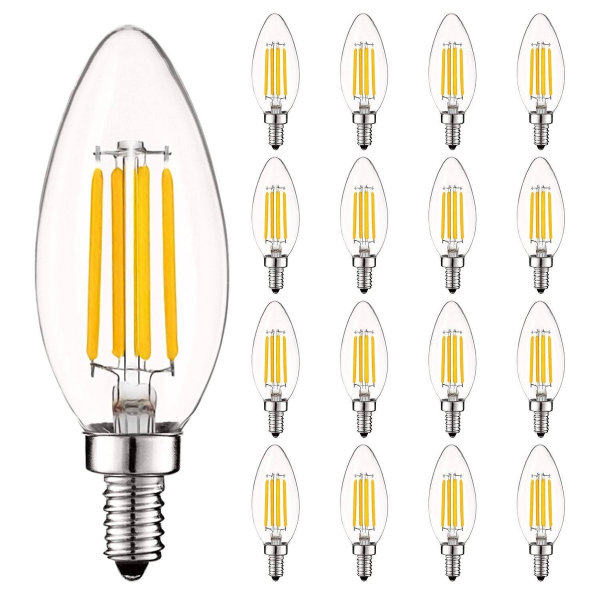 60W Equivalent 2700K Warm White Dimmable E12 LED Bulb 16 Pack E516