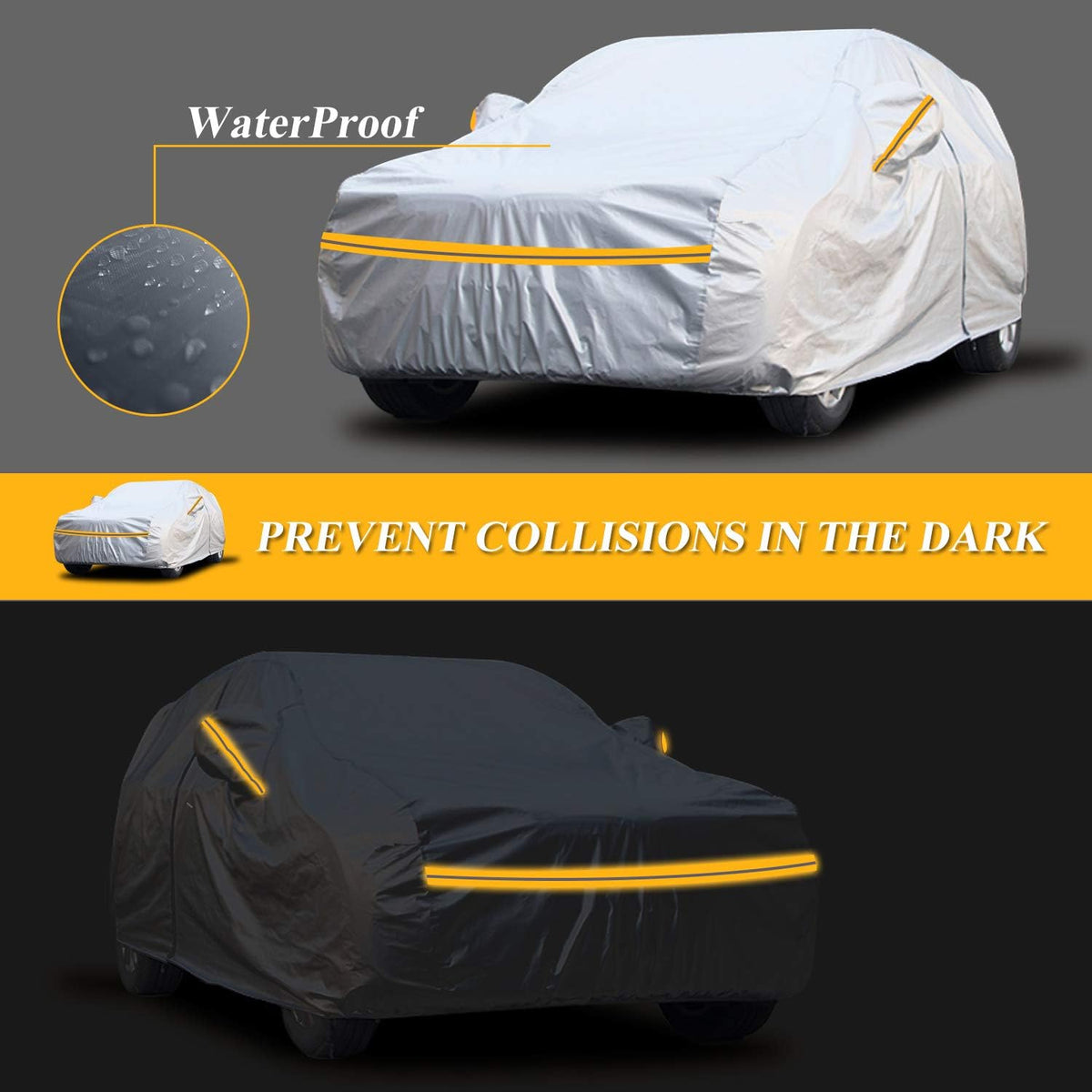 SUV Car Cover Waterproof All Weather 6 Layers with Zipper Cotton Q592