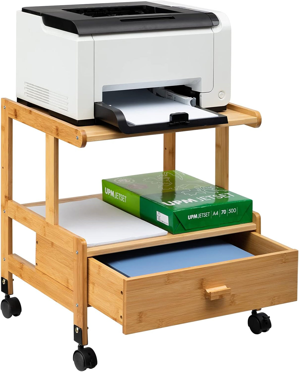 3-Tiers Mobile Printer Stand with Drawer J7483