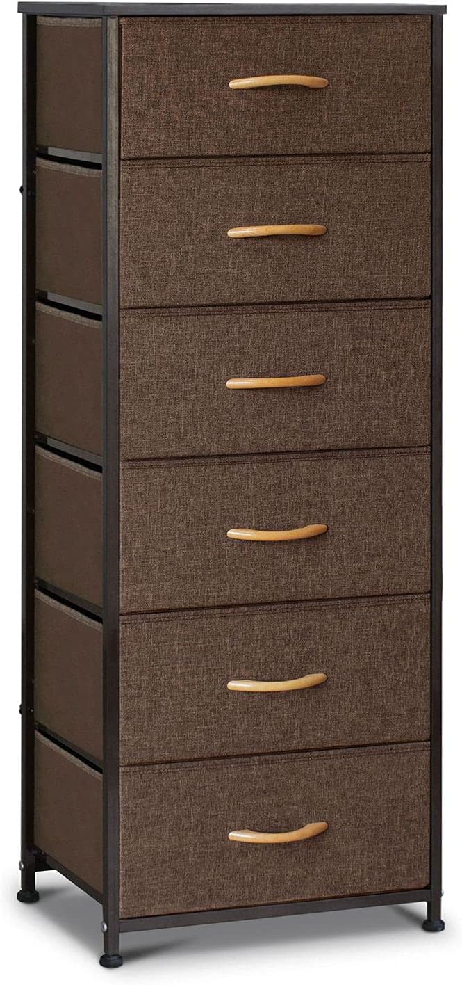 Black & Gray 6 Drawers Fabric Dresser Y594
