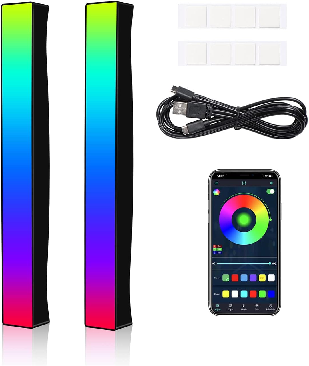 Battery Powered RGB Sound Control Rhythm Light Bar B6097